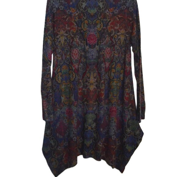 Soft Surroundings Floral Knit Tunic Medium Asymmetrical Hem Colorful Cozy Casual - Picture 2 of 4